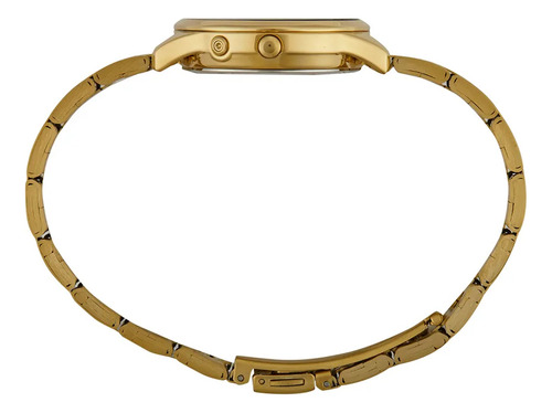 Relógio De Pulso Digital Mondaine Digital Com Corria De Aço Inoxidável Cor Dourado - Fondo Espelhado