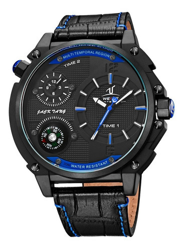 Relógio Masculino Weide Analógico Uv1507b Preto E Azul