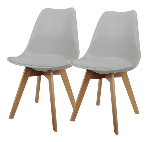 Imagen 1 de 11 de Set X 2 Sillas Eames Tulip De Comedor Almohadón Patas Madera