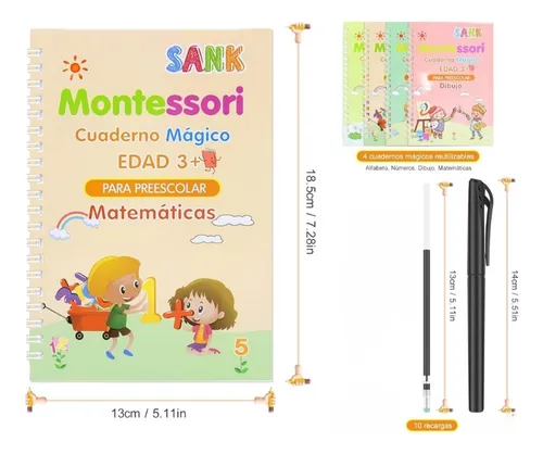 Cuaderno Mágico Montessori Caligrafía Educativo Kit X 4 | MercadoLibre