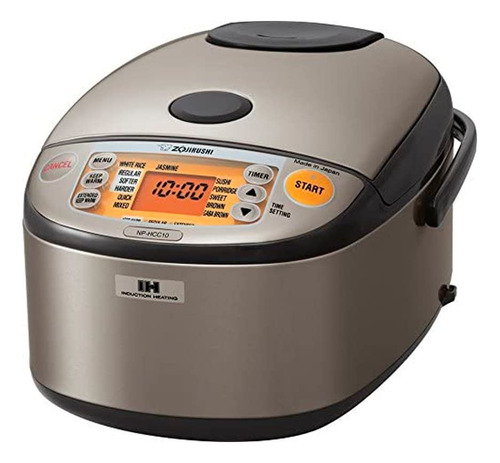 Panela de arroz e aquecedor Zojirushi Np-HCC10xH Cor do sistema induc: cinza escuro, aço inoxidável (aço inoxidável, cinza escuro)