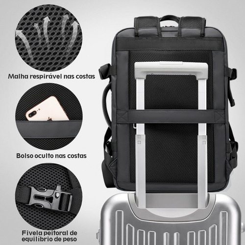 Mochila Masculina Executiva Expansível Para Viagem 45l