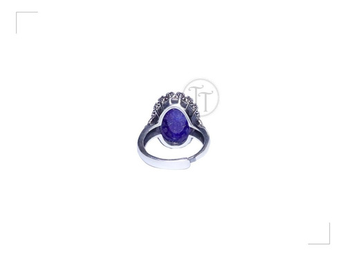 Imagen 2 de 4 de Anillo Lapislazuli Natural Plata Esterlina 925 Ajustable