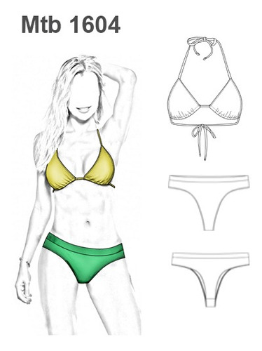 Molde, Patrón Bikini Cortina Corte Brasileño Mujer