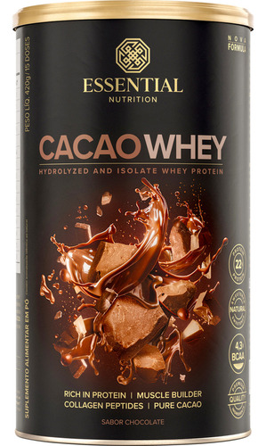 Cacao Whey 15 Doses Whey Protein Isolado Essential Nutrition