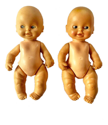 Muñecos De Goma Y Plástico Vintage / 2 Usados De 13 Cm (Usado)