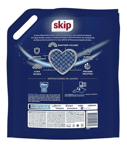 Skip Repuesto Jabon De Ropa Liquido Baja Espuma 3 Lt Clasico