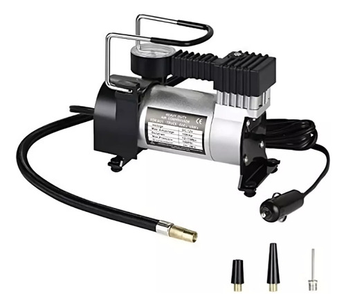 Compresor De Aire Mini Portátil Simple 12v - Multiuso Negro