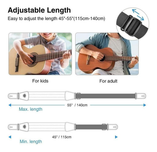 Imagen 6 de 9 de Correa Acolchada Para Guitarra Eléctrica, Bajo, Ukelele, Púa