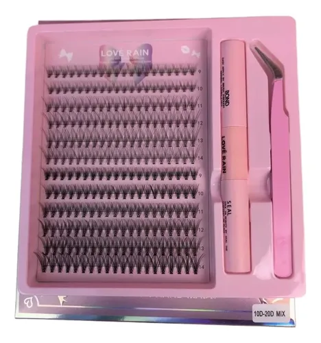 LOVÉ RAIN240 Kit Extensão De Cílios Tufinho Lash Iniciante Mix 9-14m