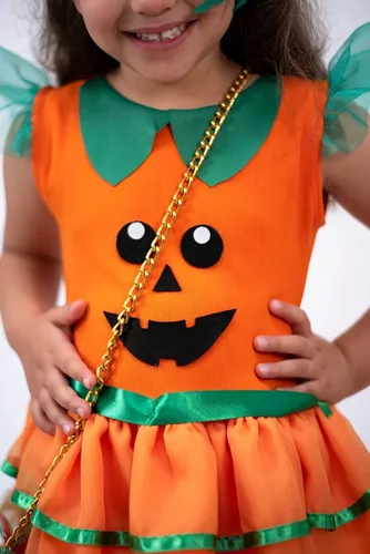 Vestido Fantasia Infantil Feminina Halloween Abóbora