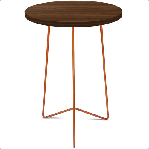 Mesa De Canto Lateral Apoio Sofá Redonda Sala Athenas Alta Cor Dourada Branca