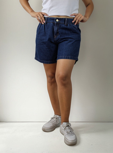 Shorts Jean Clásico Corto Mujer Azul Oscuro