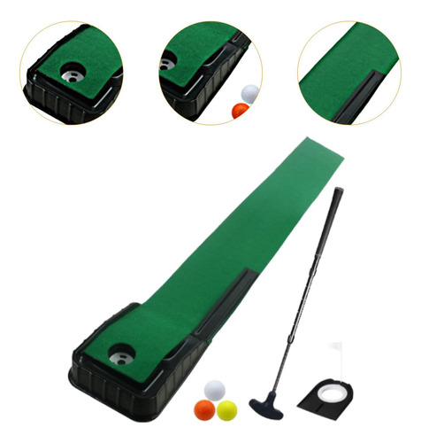 Tapete De Golf Con Automático De Pelota Que Putter Negro