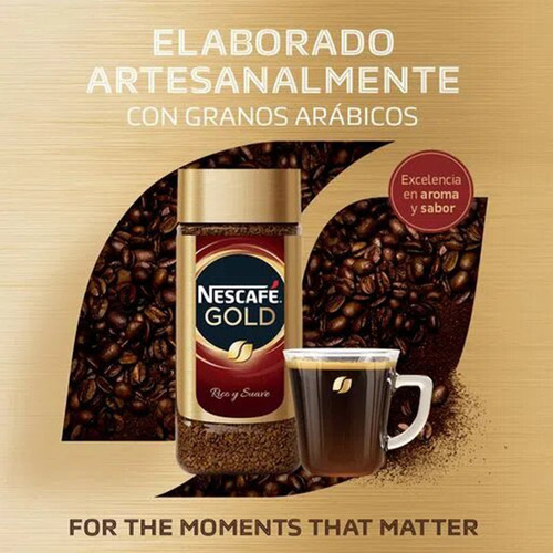 Imagen 2 de 7 de Cafe Instantaneo Nescafe Gold Granos Arabicos Rico Y Suave