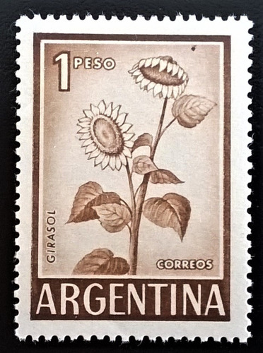 Argentina Flores, Sello Gj 1128 Girasol Error 59 Mint L13877
