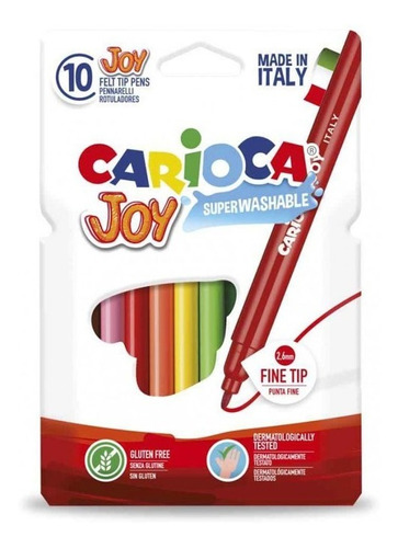 Marcadores Fibras Carioca Joy X 10 Colores Made In Italy