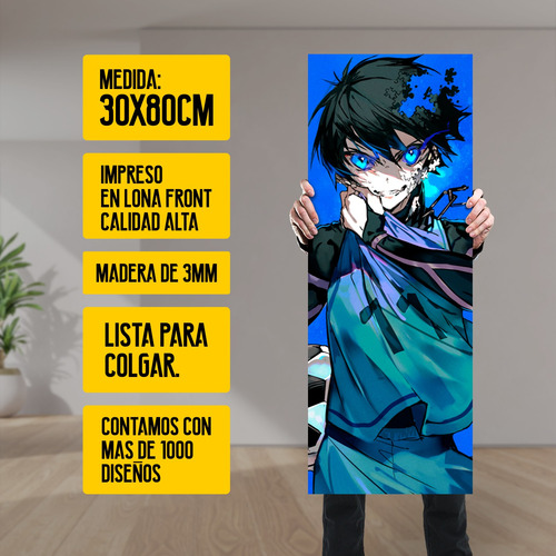 Cuadro Grande 30x80 Cm Blue Lock Isagi Animeras