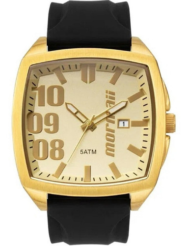 Relogio Mormaii Masculino Dourado Pulseira Silicone Preto