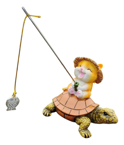 Estatua De Resina De Gato Tortuga Para Jardín, Decoración