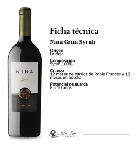 Imagen 3 de 10 de Vino Nina Gran Syrah 750ml. - Valle De Aminga