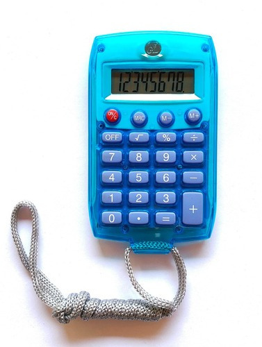 Calculadora de bolsillo Kenko Kk-8961 con cordón de 8 dígitos, color azul