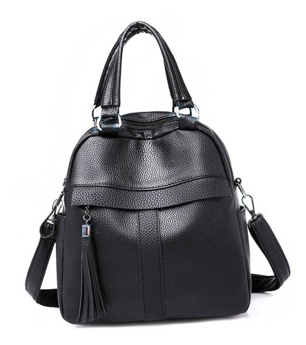 Imagen 2 de 10 de Bolsa Mochila Para Dama De Material Tipo Piel Versátil Con Tirantes Para Usar Como Mochila O Como Bolso Escolar Casual