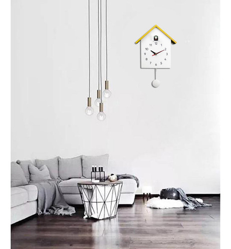 Reloj De Pájaro Casa Reloj De Pared Escritorio Amarillo