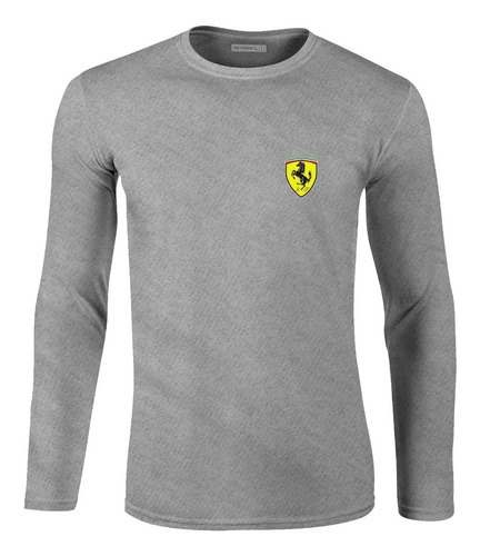 Camiseta Manga Larga Ferrari Logo Caballo Escudo Hombre Lph