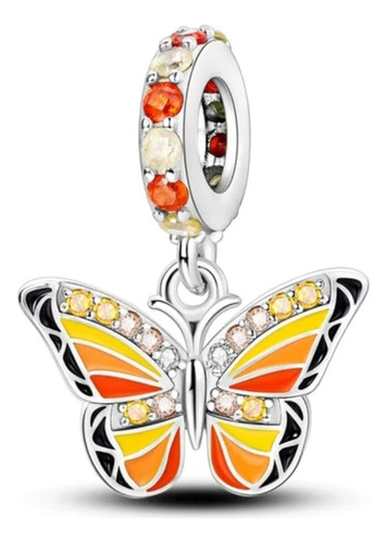 Charm -  Mariposa Naranja - Plata Fina 925