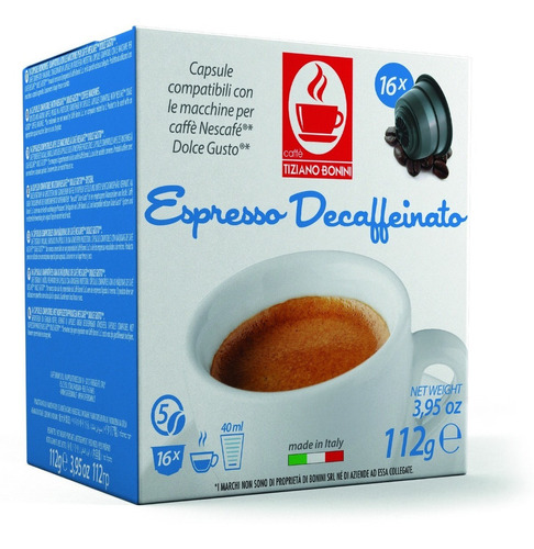 16 Capsulas Cafe Bonini Descafeinado Compatibles Dolce Gusto