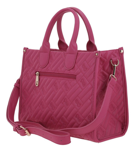 Bolsa Satchel Barbie Gorett Fernanda Br24074-p Color Rosa Correa De Hombro Rosa Diseño De La Tela Monograma