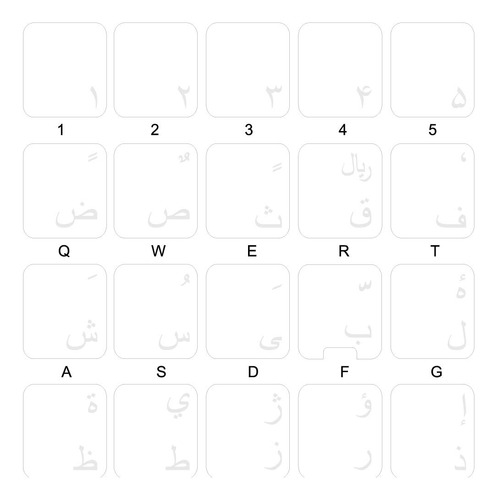 Adhesivo Para Teclado Persa Letra Blanca Fondo Transparente