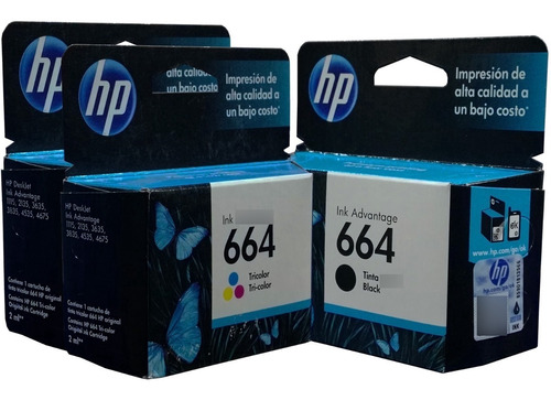 Combo 3 Cartucho Tinta Hp 664 2color F6v28al 1 Negro F6v29al