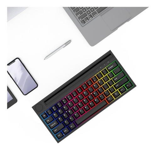 Imagen 4 de 7 de Teclado Mecánico Bluetooth Full Rgb Switch Pink K620 Negro