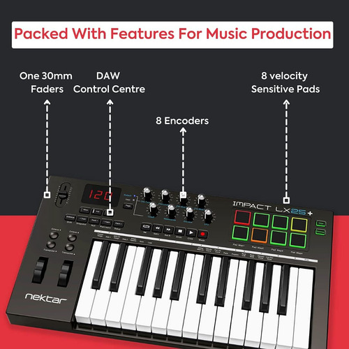 Controlador De Teclado Midi Usb Nektar Impact Lx25 25 Teclas