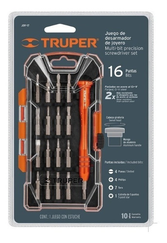 Imagen 2 de 7 de Herramienta Reparacion Celulares Truper Joy-17 16 Puntas E/g