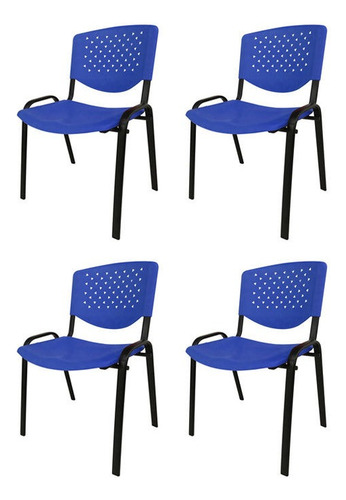 Silla Económica Plástica Apilable Campbell X4 Estructura De La Silla Azul