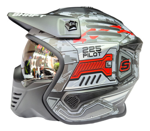 Casco Modular Shaft 225 Evo Pilot, Certificacion Ece R2206. 