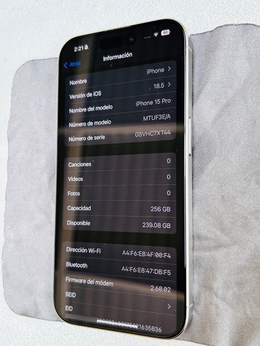 Apple Iphone 15 Pro (256gb)titanio Natural / At&t /bat90% Titanio Natural (Usado)
