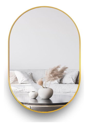 Espejo Ovalado Con Marco De Metal De 45 X 65cm