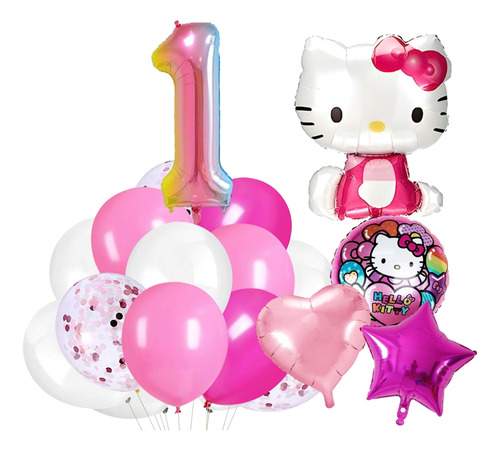 Pack De 15 Globos Decorativo Hello Kitty Numero 