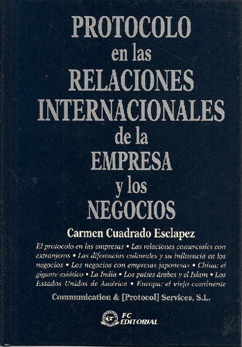 Libro Protocolo De Las Relaciones Internacionales De La Empr