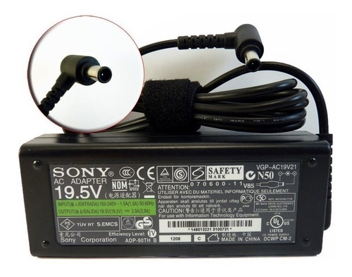 Cargador Sony Pcga-ac19v10 19.5v 3.9a 75w 6.5*4.4