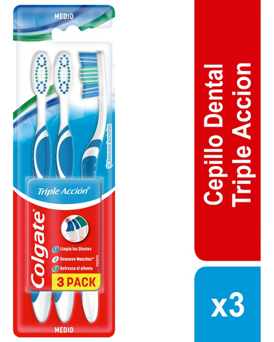 Cepillo Dental Colgate Triple Accion Medio X 3und