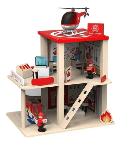 Estación De Bomberos En Madera Montessori 27 Pcs Ltf Shop 