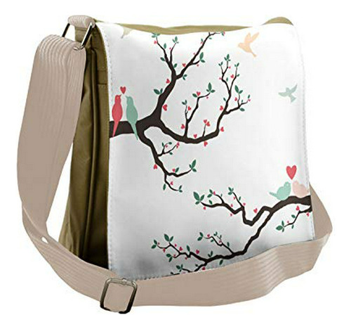 Bolso De Mensajero - Ambesonne Love Bag, Retro Birds On Tree