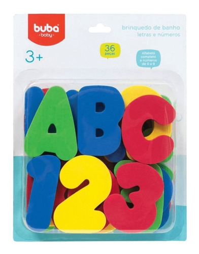 Brinquedo Educativo Letras E Números P/ Banho Buba 36 Peças