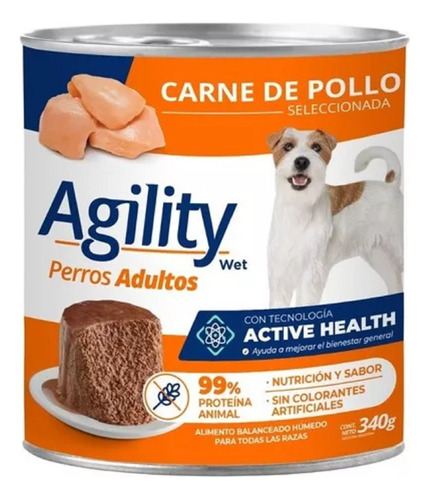 Alimento Agility Perro Adulto Pollo  Pack X 12 Latas 340 Gr