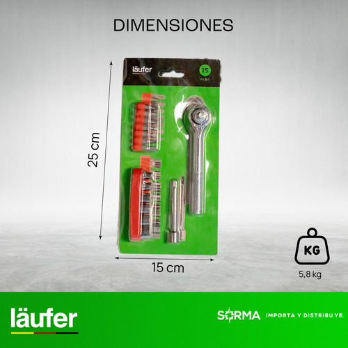 Imagen 5 de 9 de Juego De Lave Herramientas Tubo 15 Pcs Laufer Moto Auto